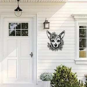 1pc Chihuahua Metal Wall Art, Chihuahua Statue Mural, Perfect for Basement Wall, Halloween Decor, Ideal Gift for Pet Owners, Rust-Resistant Metal