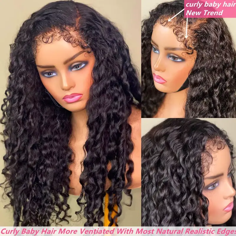 180% Kinky Curly Glueless Wigs Human Hair 4C Edges Afro Curly 13x6 Lace Frontal Wig Pre Cut 7x5 HD Lace Closure Wigs For Women Hd Lacefrontal Wigs