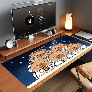 Trendy Space Capibara Design Large Gaming Mouse Pad, Aesthetic Desk Decor, Rubber Non-Slip Edge, Multi-Size, Laptop, Desktop, Gift for Kids