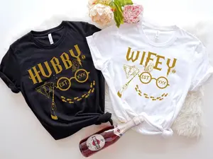 Wizard Matching Couples Valentine Shirt, Universal Couples Shirt, Potter Wifey and Hubs Shirt, Honeymoon Potter Couples Shirt, Wizard Honeymoon Shirt