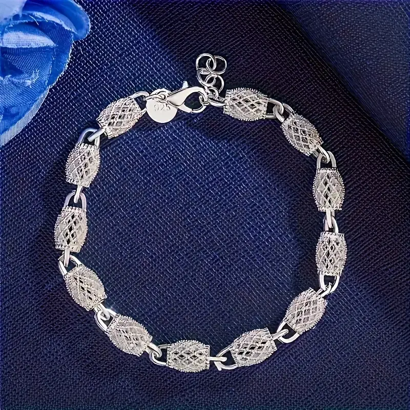925 Sterling Silver Hollow Ball Bead Charm Bracelet Luxury Elegant Fine Jewelry For Women Wedding Party Formal Daily Outfits Trendy Stackable Accessory Perfect Birthday Anniversary Holiday Gift