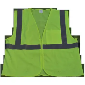 212 MAIN Petra Roc LVM2-CB0-4X-5X ANSI Class 2 Lime Mesh Safety Vest, Zipper Closure, 1 Chest Pocket (4X & 5X Sizes)