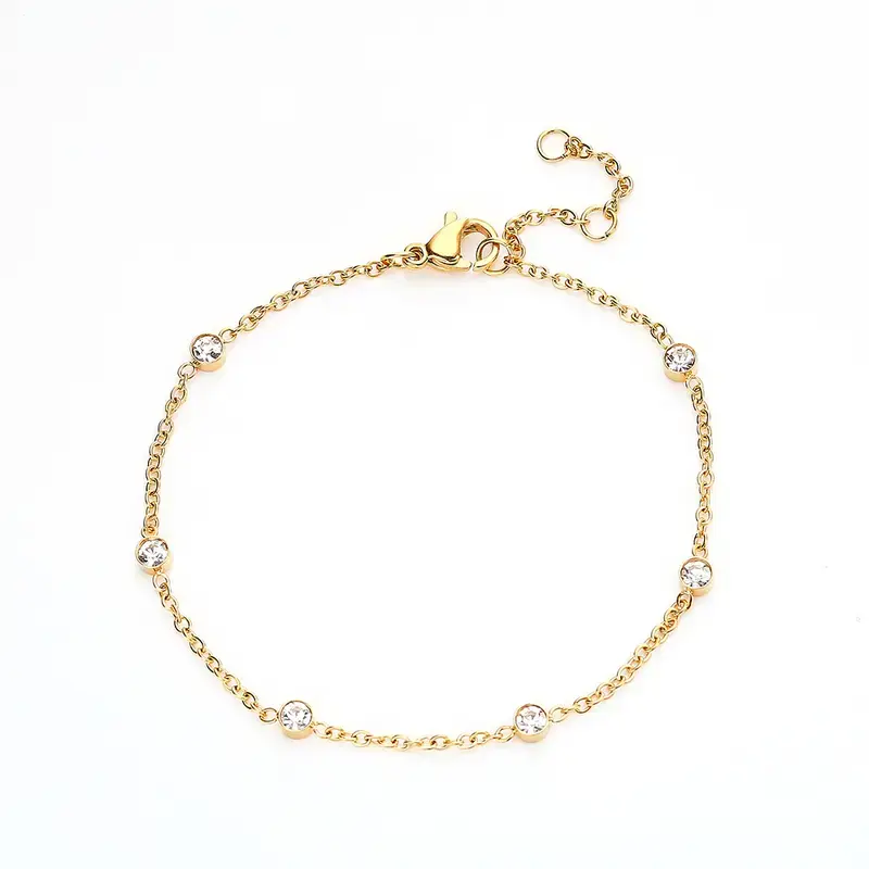 Perfect Graduation & Mother's Day Gift! 14K Gold Plated Station Bracelet, Simulated Diamond Women’s CZ Chain Bracelet, Elegant All-match Jewelry for Daily Wear & Parties, Popular Birthday Gift