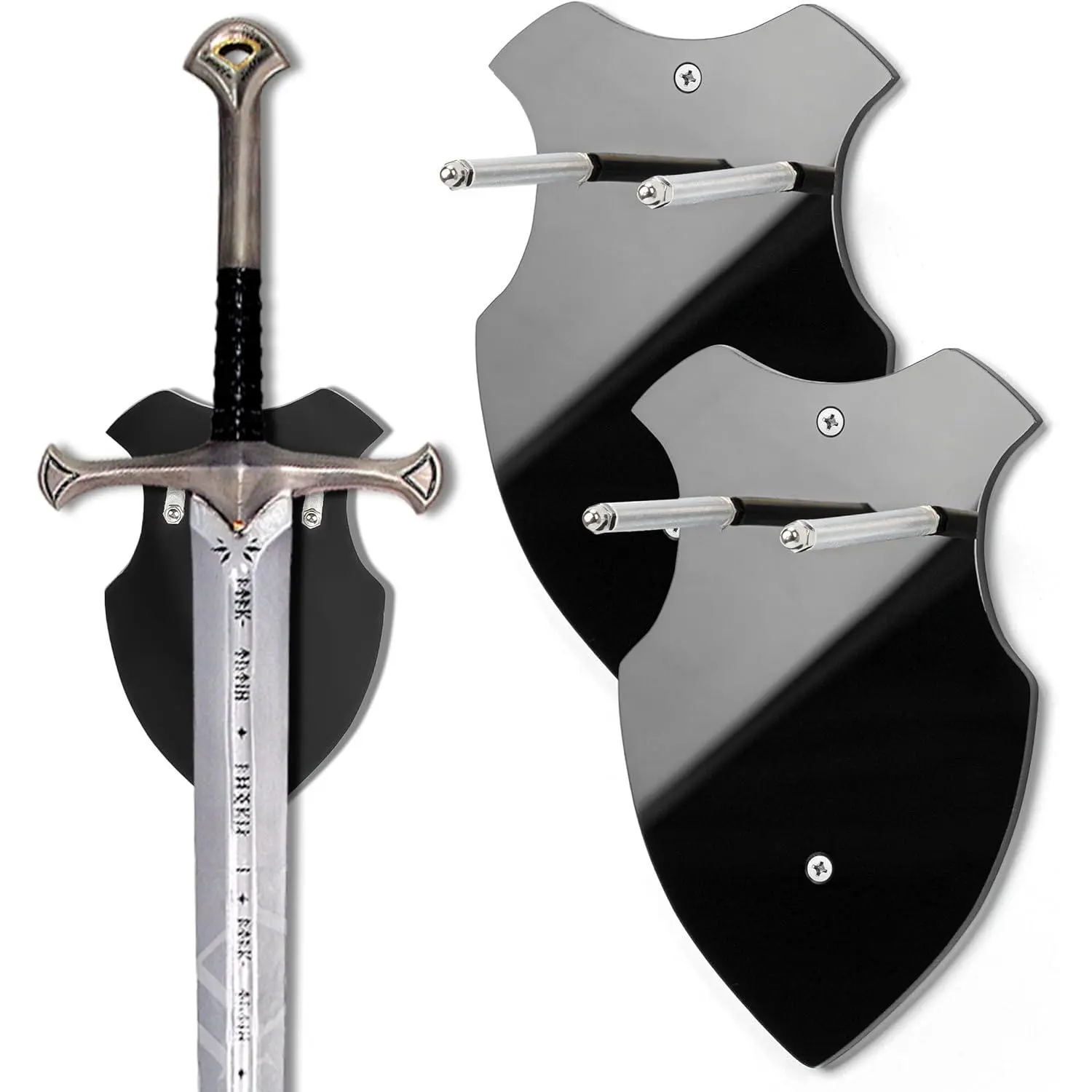 2Pcs Wall Mounted Single Vertical Sword Rack General for Sabre Axe Black Anime Stand Vertical Display and Decoration Holder