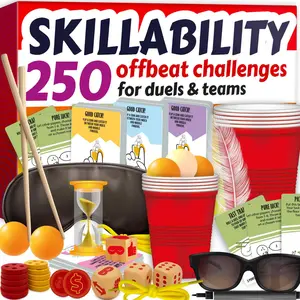 QUOKKA Board Game Skillability Challenge Game Set - 250 Cards with Fun Tasks for Kids & Family
