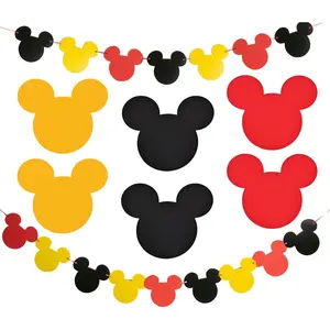 60 pcs cartoon mouse head cutouts wall stickers, mouse paper banners/flags for birthday party decoration supplies, room decor, baby shower, classroom decorations
