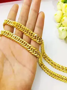 Double ring buckle horse flat necklace, high-quality flat necklace, copper plated 24K gold necklace, women's wedding, exquisite luxury girlfriend gift, Valentine's Day friend gift, daily accessory gift, Mother's Day jewelry gift, Cuban Necklace