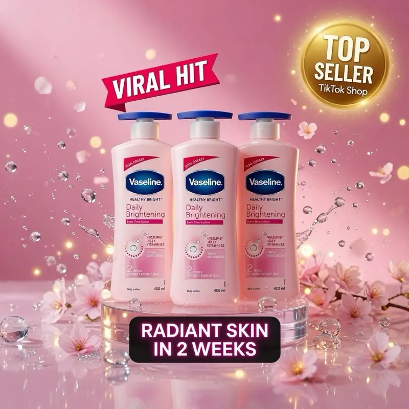 Vaseline Daily Brightening Face & Body Lotion with Serum - Non-Greasy Body Care Moisturizer, Hydrating, Soothing (Pack of 3, 400ml Each)