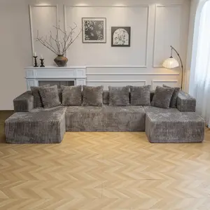 【3 Packages shipping】133"Large modular sofa with 8 pillows and double lounge chairs, U-shaped no assembly required, deep seat modular cloud sofa