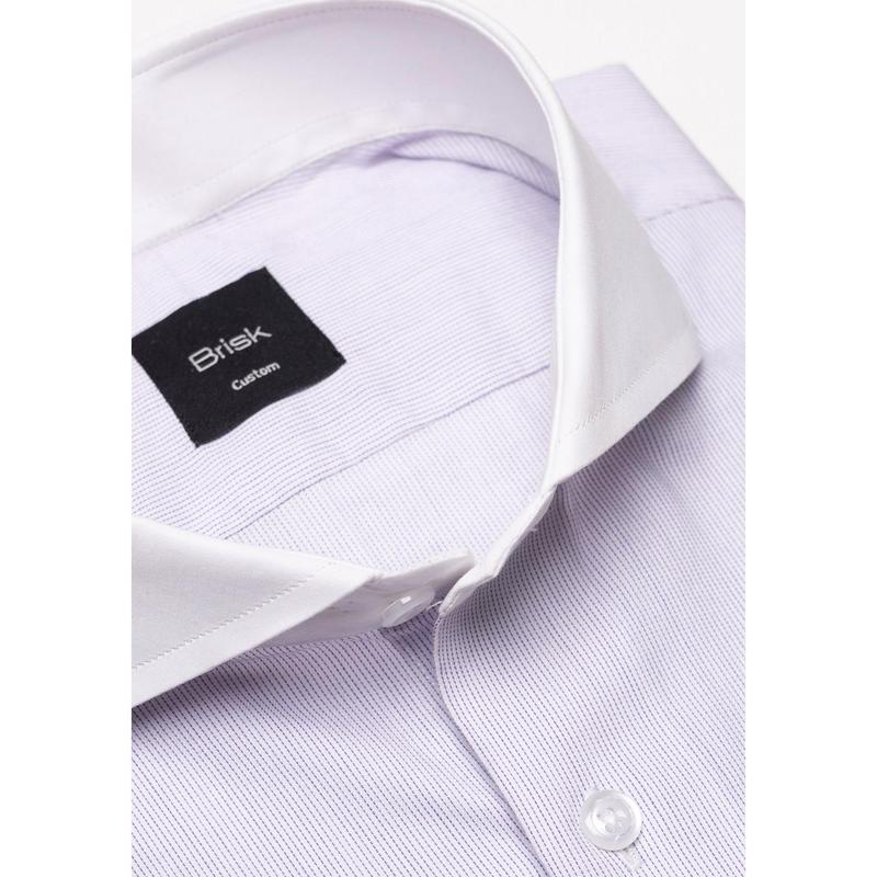 Pastel Lilac Pinstripes Pima Cotton Shirt - White Cutaway Extreme Collar