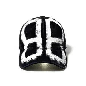 Celebrity Style Spray-Painted Graffiti Letter BB Baseball Cap, Vintage Washed & Distressed Edge, Couple Style Peaked Cap for Summer