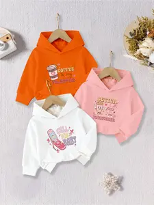 3-Piece Girls' Stylish Cute Hoodie Set | Valentine's Day Phone & Dessert & Drink Prints | Autumn Winter Sweet Casual Outfits