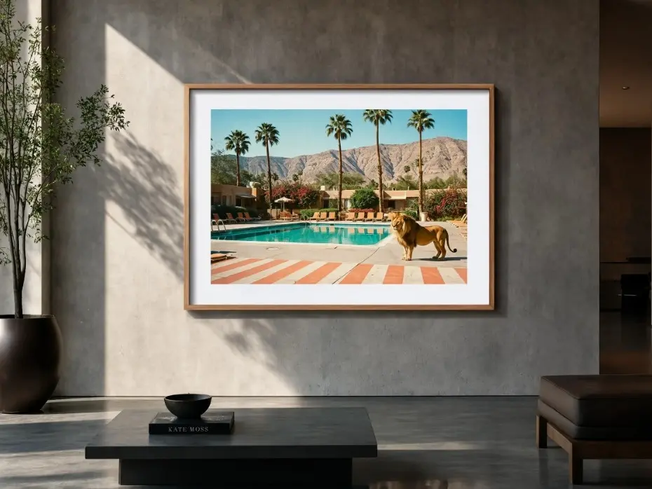 Palm Springs Lion Wall Art Luxury Animal Poster Desert Modern Decor Print