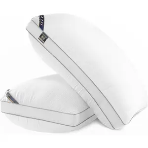 Luxury Comfy Bed Pillows for Sleeping- Firm Standard Size Set of 2, Gusseted Cooling Side Mesh with Down Alternative Filling for Back, Stomach or Side Sleepers