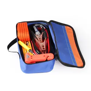 11pcs Car Emergency Kit, Jumper Cables, Emergency Hammer, Reflective Triangle, Screwdrivers, Crank Flashlight, Insultive Tape, Fuse Insert, Waterproof, Tow Rope, Gloves, Emergency Roadside Assistant