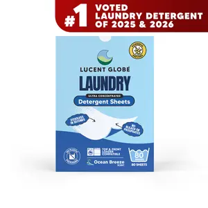 Lucent Globe Ocean Breeze Laundry Detergent Sheets | 80 Washes | Only $0.25 Per Wash | Replaces Laundry Pods & Liquid | Zero Plastic Packaging | No Nasties Formula | World’s Best Smelling Laundry Detergent