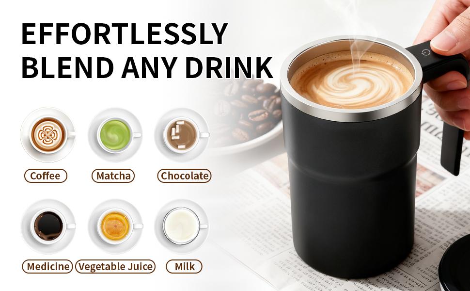 Rechargeable Automatic Magnetic Self-Stirring Coffee Mug with Lid, Stainless Steel Insulated Mixing Cup with LCD Temperature Display, Electric Auto Stir Mug for Coffee, Milk,Tea & Protein Powder, 12.85oz Gift for Mother’s Day,Graduation,Home Office Travel