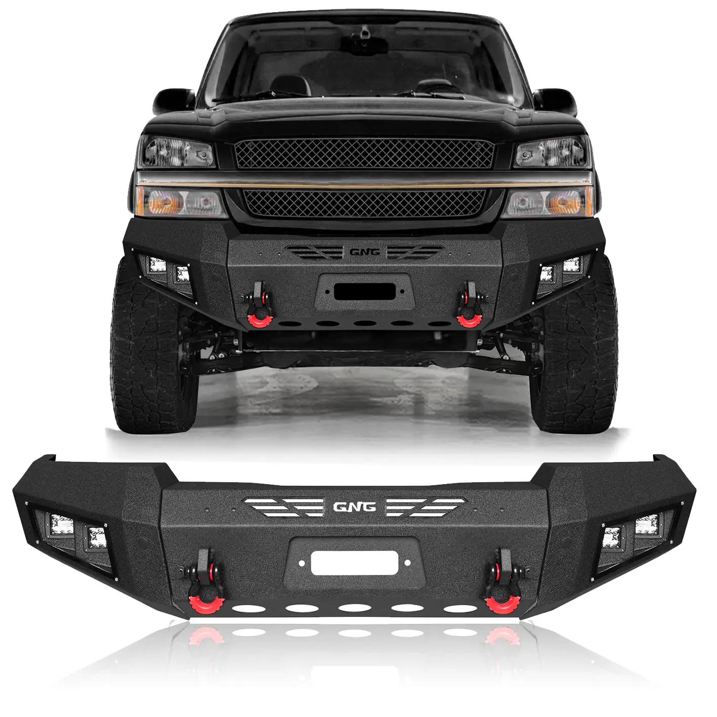 New Steel Texture Front Bumper Fits 2003-2006 Chevy Silverado 1500 With D-Rings