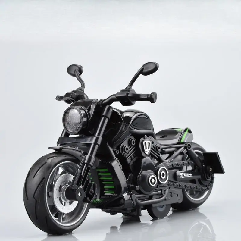 Simulation alloy motorcycle model (set of 1), retro power toy car, cool ornament inertia motorcycle, mini alloy toy racing car, suitable gift for children, Collectible Model