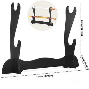 2-layer Japanese Katana Shelf Support Plastic Sabre Cosplay Porp Black Stand Holder Display Real Size Japanese Katana Holder