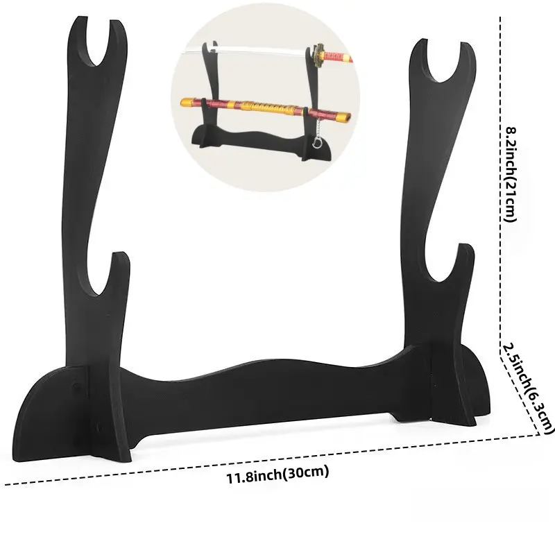 2-layer Japanese Katana Shelf Support Plastic Sabre Cosplay Porp Black Stand Holder Display Real Size Japanese Katana Holder Racks