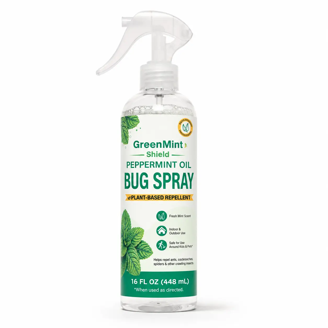 GreenMint Shield Peppermint Oil Bug Spray - 16oz Plant-Based Repellent - Ants, Cockroaches, Spiders & More - Fresh Mint Scent - Safe for Use Around Children & Pets