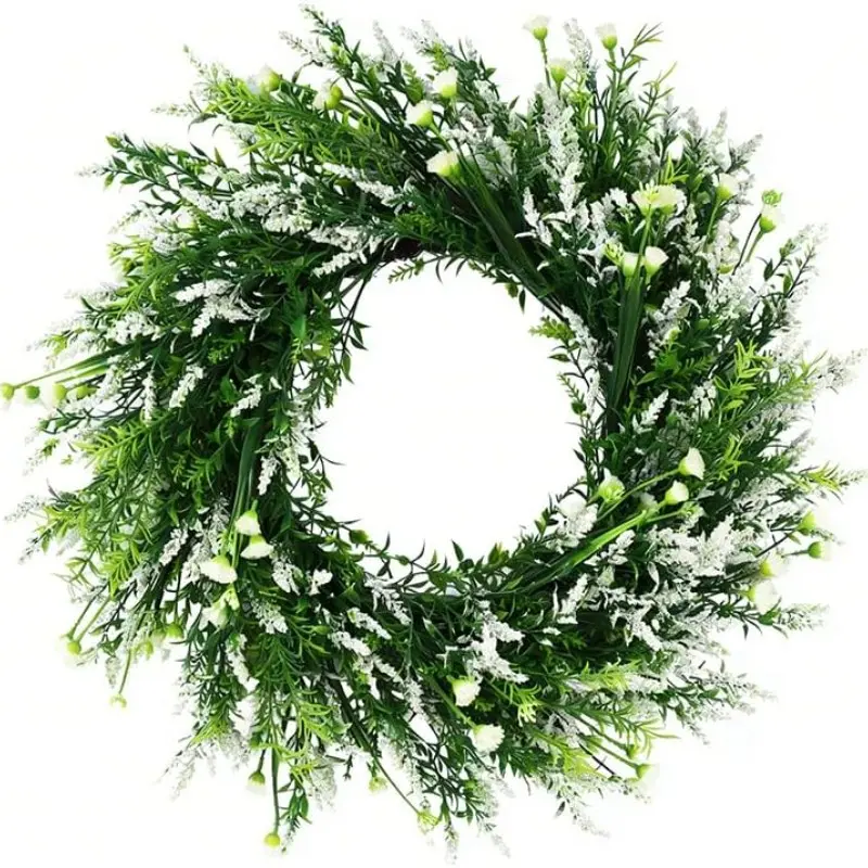 1-Piece,Artificial Floral Garland / Vine Wreath — Door Décor & Lavender Wreath. A home décor accent suitable for holiday decorations and party arrangements; can be hung on porches, windowsills, or windows.
