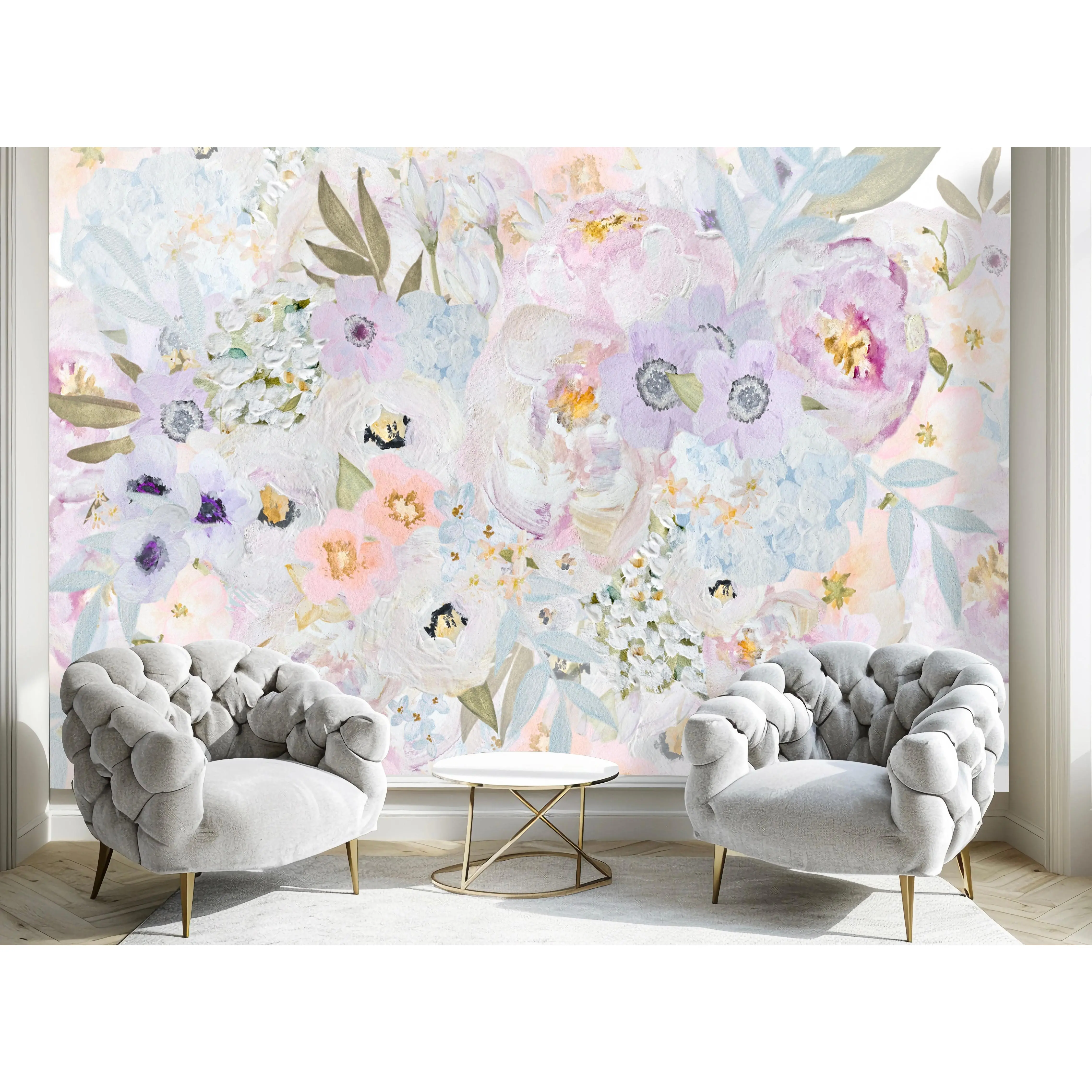 Custom "Sweet Bouquet" Wallpaper Peel and Stick  9’ tall x 6’ wide