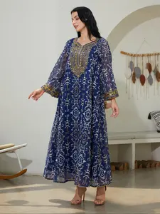 Traditional Style Embroidered Kaftan Dress for Women, Long Sleeve Maxi Dress, Elegant Middle Eastern Fashion, Perfect for Special Occasions, Casual Wear
