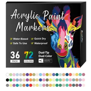 Double-ended acrylic paint markers, brush-tip acrylic paint markers, acrylic paint sets with fine-tip pens suitable for wood, glass, rocks, paper, canvas DIY, adult coloring markers