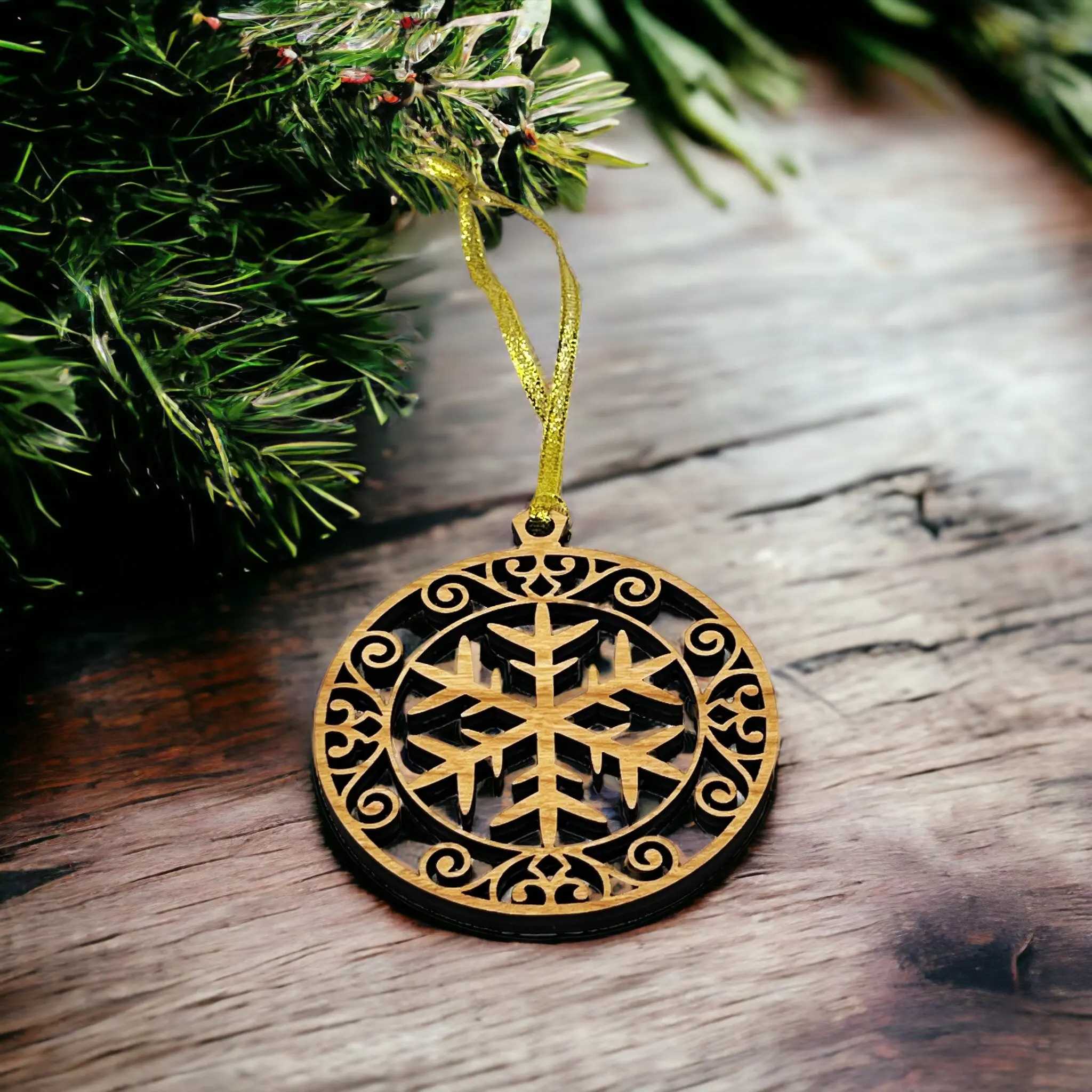 Handcrafted Wooden Snowflake Ornaments - Rustic Holiday Decor