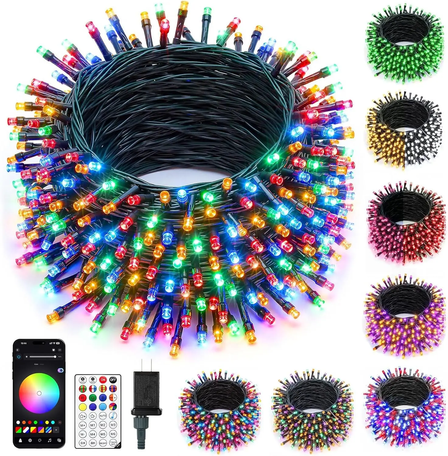 Minetom 82ft 250LED Color Changing Christmas Halloween Tree Lights, LED RGB String Twinkle Lights, 16 Milion Adjustable Colors Smart Fairy Lights with Remote & App & Timer for Xmas Tree Holiday Party