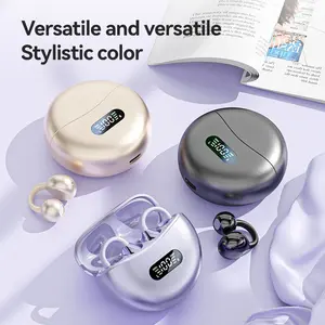 New Open-Back Bluetooth-compatible Earbuds, Electronic Earphones, Wireless Clip-On Bone Conduction Headphones, HD Call Quality, Comfortable Wear, Ideal for Running and Sports