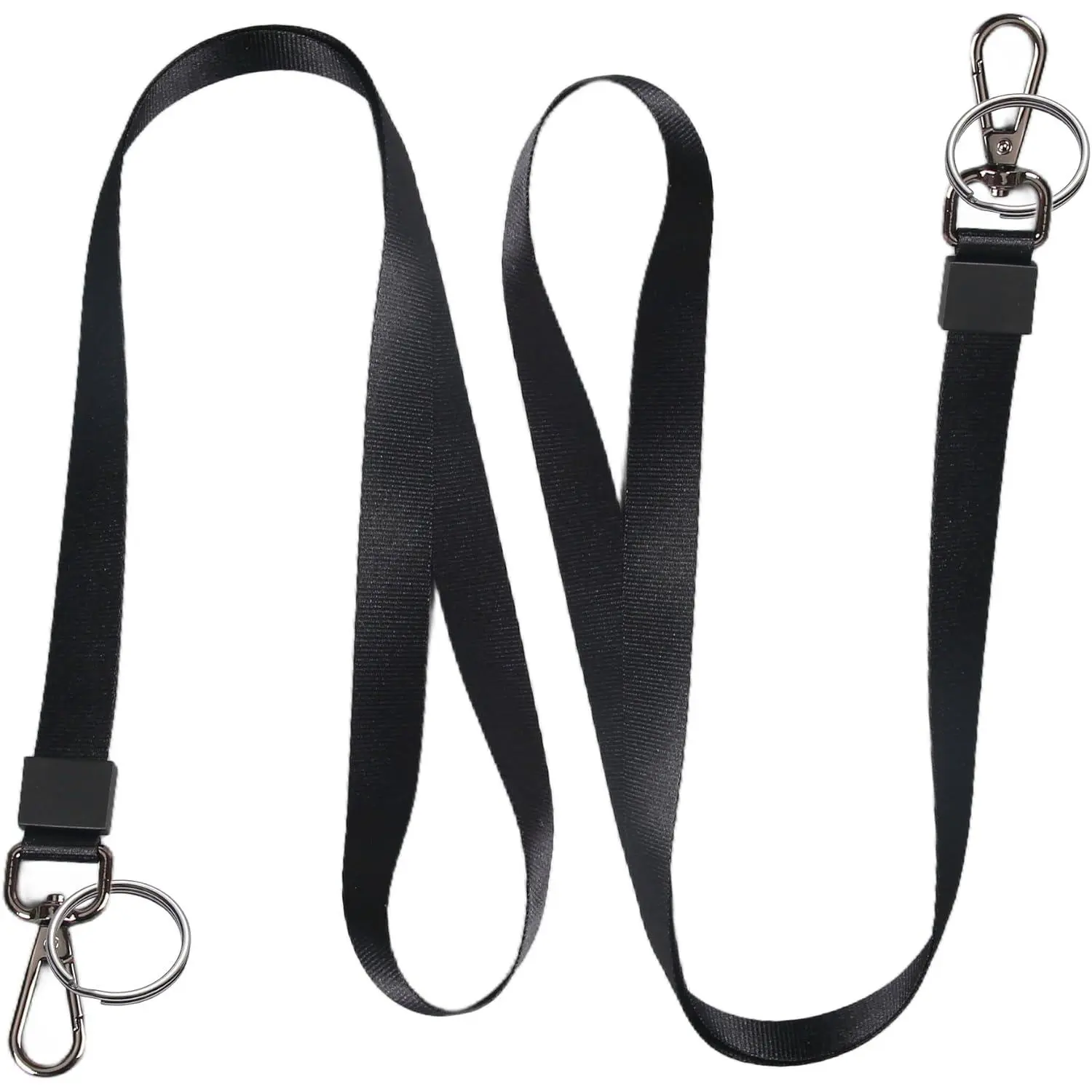2 Pack Lanyards for ID Badges - Durable Lanyards for Keys, Black Key Lanyard with ID Holder for Men and Women,Clip & Buckle Badge Holder with Lanyard