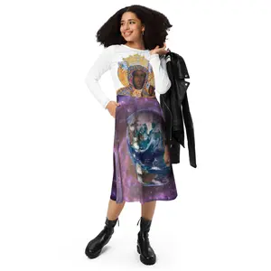 Black Madonna All-over print long sleeve midi dress