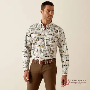 ARIAT GUNDER LONG SLEEVE CLASSIC FIT SHIRT OFF WHITE - 10054644