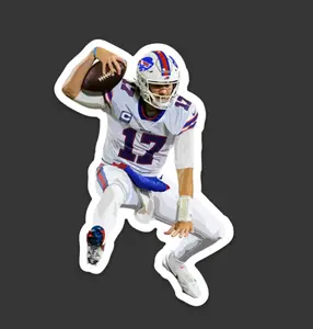 Josh Allen Buffalo Bills Vinyl Sticker Hurdle Jump (white border)