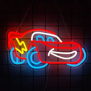 Car Neon Sign for Wall Decor, Racing Car Neon  Sign, Neon Light Sign for Bedroom Playroom Birthday Party, Gift for Racing Fans, Home Decor Lighting