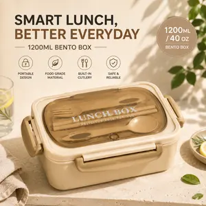 1220 ML Lunch Containers for Adults, LeakProof Lunch Box with Utensils, BPA Free, 3 Compartment Bento Box Microwave Safe, Bento Box for Adult Lid Tableware Plastic Christmas Tableware Sets Gift