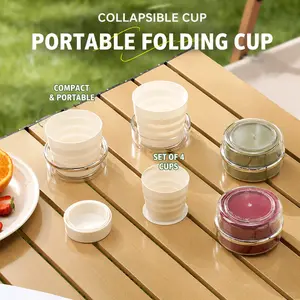 4-in-1 folding water cup - food-grade silicone model - outdoor travel, camping, portable water cup