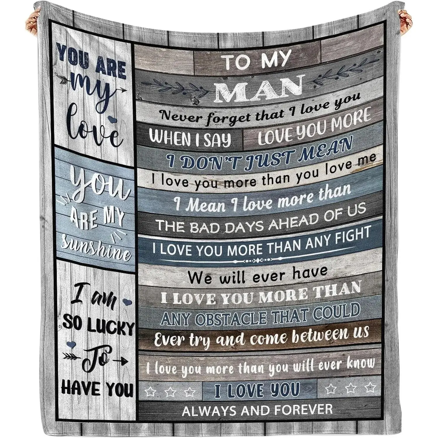 Soft Throw Blanket - Personalized Decorative Text Message Romantic Home Use Blanket, Gifts for Husband Boyfriend Father Son for Birthday Valentine's Wedding, Personalized Blankets, Decorative Text Blankets