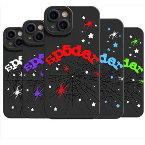 Stylish Dark Spider Web Black Back Phone Cases For iPhone 17 16 15 14 13 12 Promax Pro Plus, best Gift