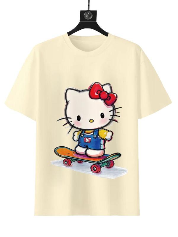 Sanrio Skateboard Hello Kitty Graffiti Tee Red T-Shirt with Cartoon Character Design for Fans of Sanrio Characters