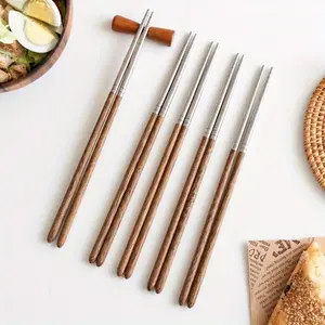 Wooden Chopsticks Set, 5 Pairs Durable and Stylish Eating Utensils, Exquisite Chopsticks for Home Kitchen Dining Room