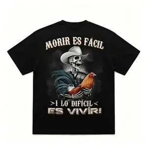 Men's Moris Es Facil Mexican Style T-Shirt, Big Rooster Gamefowl Shirt, Father's Day Ideal Gift, Shirt For Dad For Husband For HimCotton Menswear Casual Top