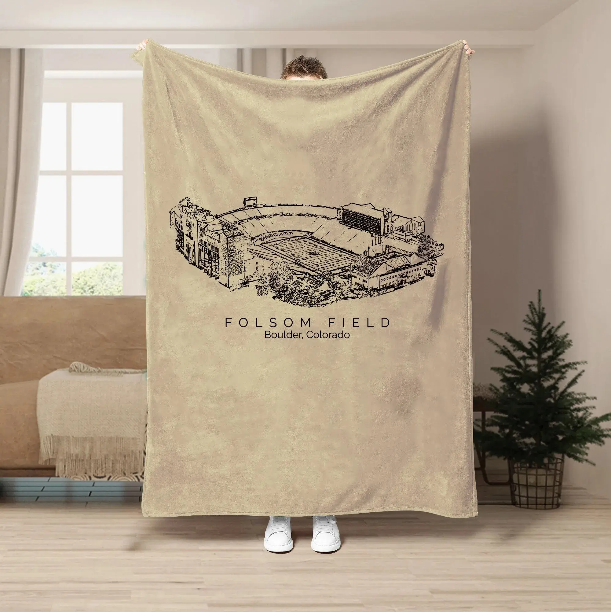 Folsom Field  Flannel Blanket - Soft Warm Flannel Blanket, Air-conditioned Room Blanket for Bed Home Office, Football Fan Gift, Gift For Young Adults Men Women Boy Girl