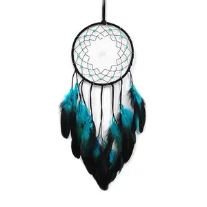 Creative Blue Feather Dreamcatcher Pendant DIY Dreamcatcher Wind Chime Pendant