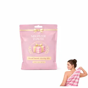 Exfoliating Shower Towel for Women – Long Back Scrubber for Shower, Body Scrubber Washcloth, Face & Body Exfoliating Towel (Pink)