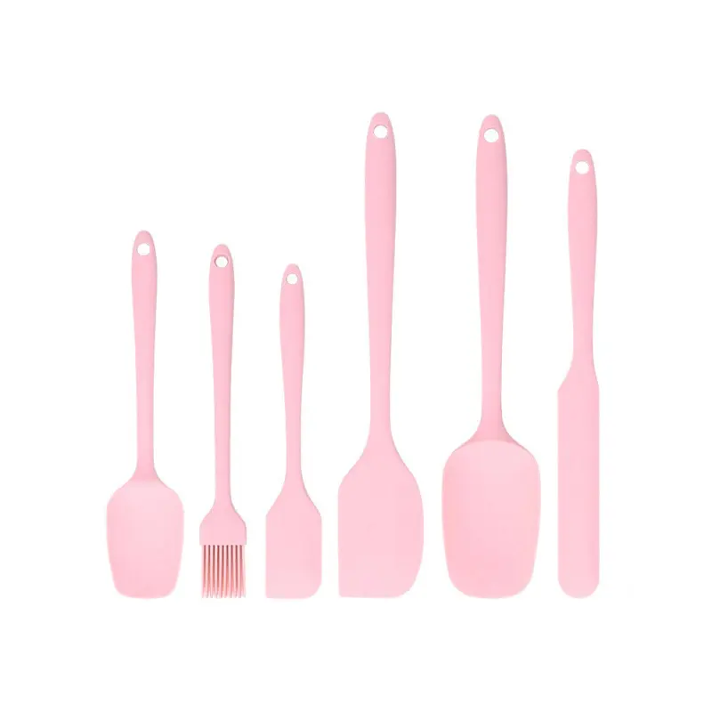 Silicone Kitchen Tool Set, Large & Small Spatulas, Oil Brush, Long Icing Knife, Macaron Color Baking Tools, 5pcs/6pcs Kit, Baking Accessories