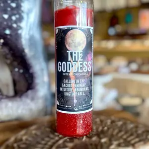 The Goddess 7 Day Candle Celestial Circle Divine Feminine Power Manifestation Handmade Herbs Gemstones Ritual Spell Candle for Sacred Feminine Intuition